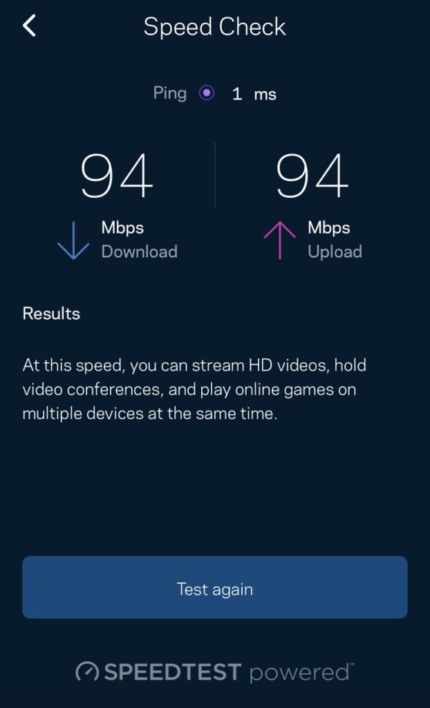 完成設定後，Router 會測試一下Wi-Fi速度